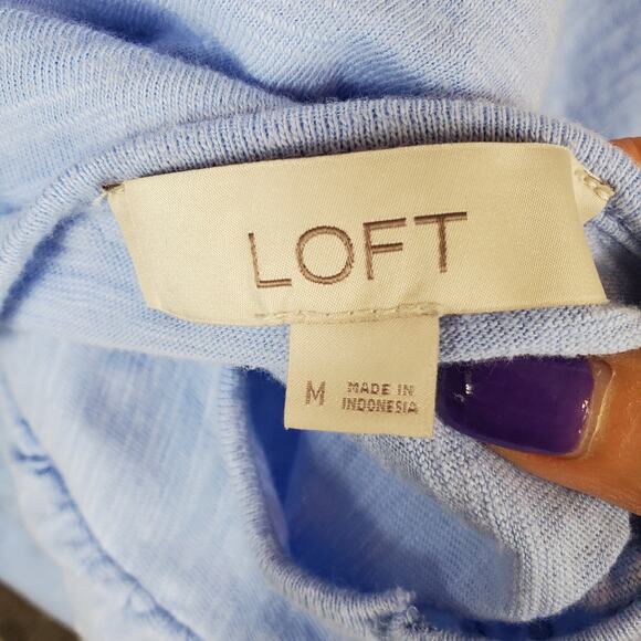 Loft Womens Medium Ruffle Sleeve Ruffle Hem Crew Neck Elastic Waist Midi Dress - Picture 5 of 6